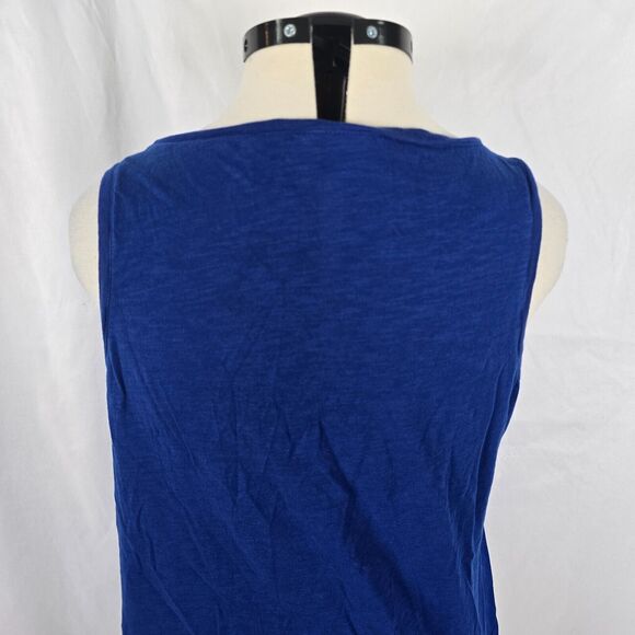 DKNY Tank Top Women's XL Blue Sleeveless Wide Straps Embordered Aztec - Picture 5 of 16